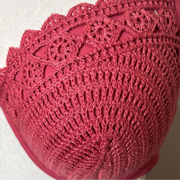 Shade & Shore Mauve Pink Crochet Light Lift Padded Bikini Top Womens Size 38DD - Picture 2 of 10